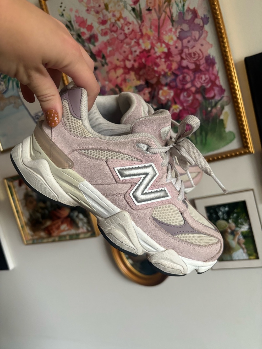 New Balance Women's Dusty Pink Suede & Mesh Sneaker